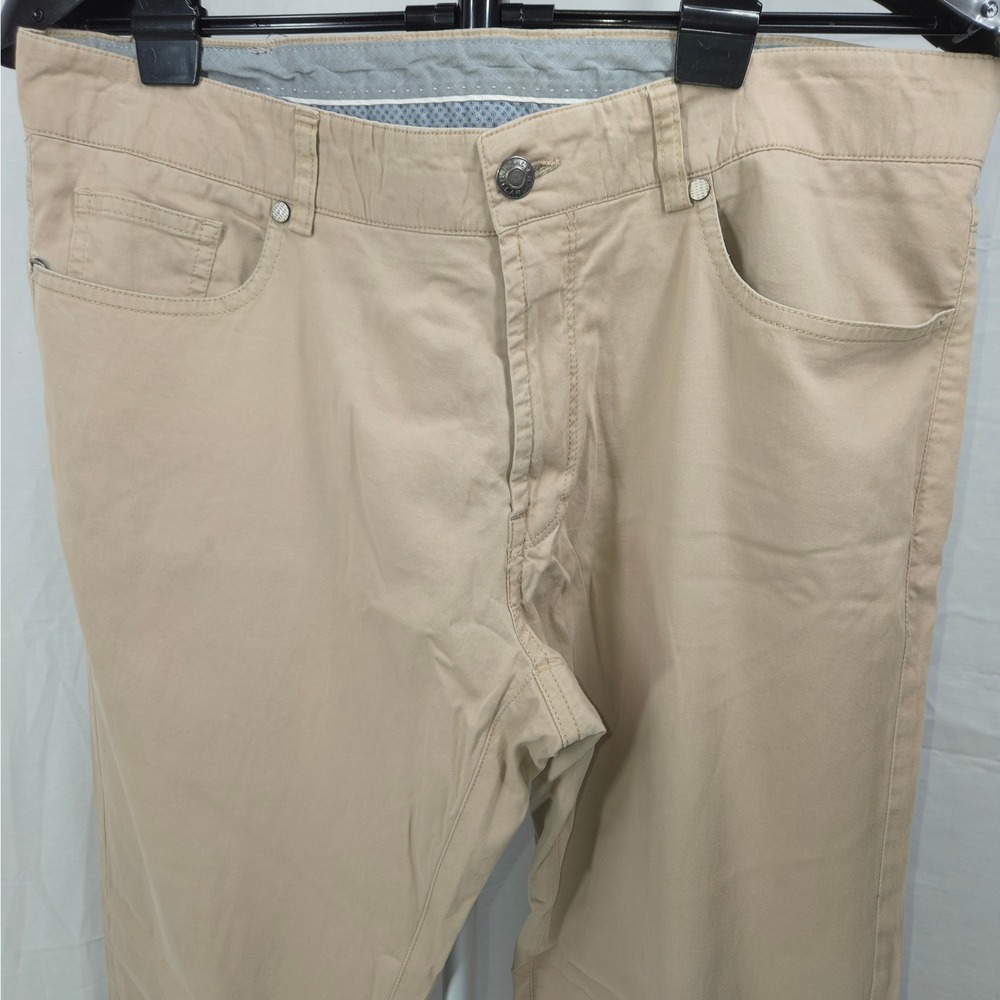 Peter Millar Mens Beige Performance 5 Pocket Chino Pants Size 32 Tan Casual